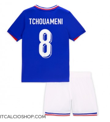 Francia Aurelien Tchouameni #8 Prima Maglia Bambino Europei 2024 Manica Corta (+ Pantaloni corti)